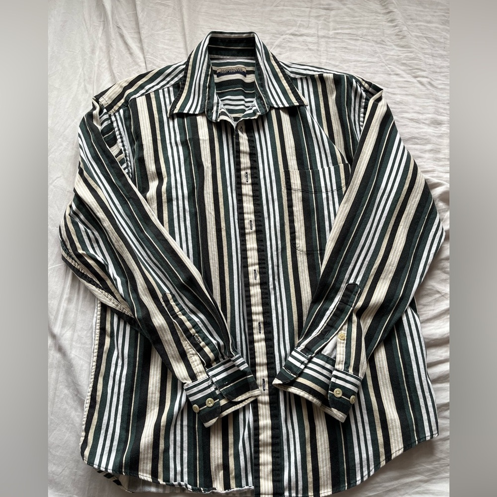 Green and Cream striped shirt
